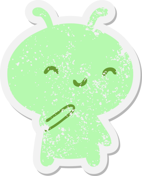 Bir insan tarafından çizilmiş küçük uzaylı grunge etiketi.