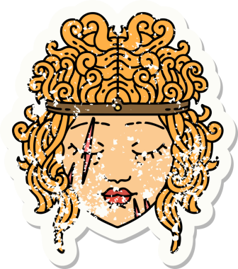 Bir insan tarafından çizilmiş barbar bir insanın grunge sticker 'ı.