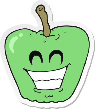 Bir insan tarafından çizilmiş sırıtan bir çizgi filmin çıkartması.