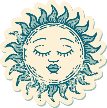 Bir insan tarafından çizilmiş bir güneşin sembolik dövmesi.