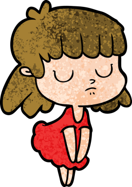 Bir insan tarafından çizilmiş ilgisiz bir kadın çizgi filmi.