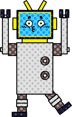 bir insan tarafından çizilmiş bir robotun çizgi roman tarzı