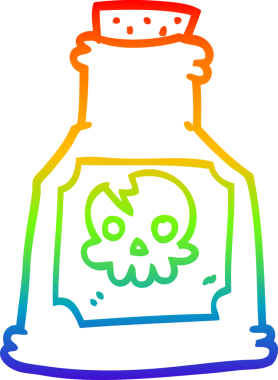 Gökkuşağı gradyan çizgi çizimi Bir insan tarafından çizilmiş zehir şişesi