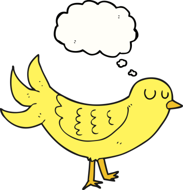 Bir insan tarafından çizilmiş serbest çizim balon karikatür kuşu.