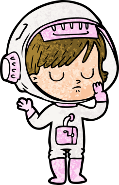 Bir insan tarafından çizilmiş astronot kadın.