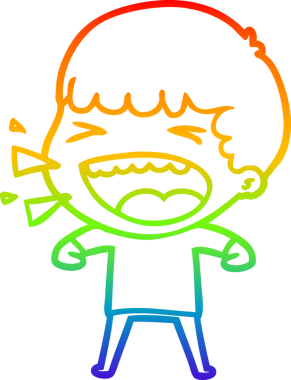 Gökkuşağının gradyan çizimi bir insan tarafından çizilmiş gülen bir adamın çizimi.