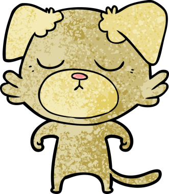 Bir insan tarafından çizilmiş şirin bir çizgi film köpeği.