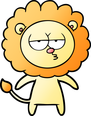 Bir insan tarafından çizilmiş canı sıkkın bir aslan.