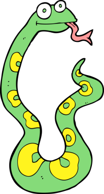 Bir insan tarafından çizilmiş çizgi film yılanı.