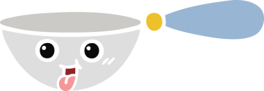 Bir insan tarafından çizilmiş bir kaşığın düz renkli retro karikatürü