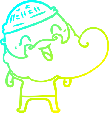 Bir insan tarafından çizilmiş mutlu sakallı bir adamın soğuk hava çizgisi.