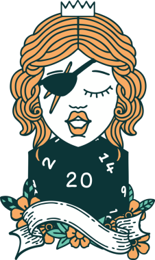 Retro Dövme Tarzı İnsan Rogue Bir insan tarafından çizilmiş 20 zar ile