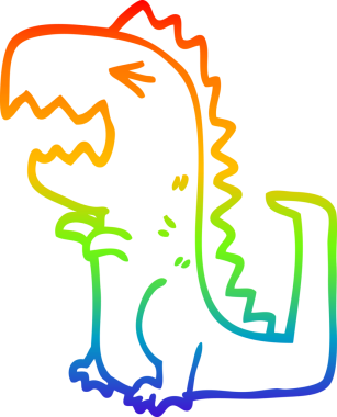 Bir insan tarafından çizilen kükreyen t rex 'in gökkuşağı gradyanı