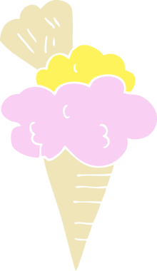 Bir insan tarafından çizilmiş dondurmanın düz renk çizimi