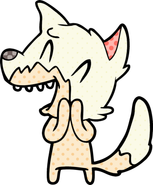 Bir insan tarafından çizilmiş gülen tilki çizgi filmi.