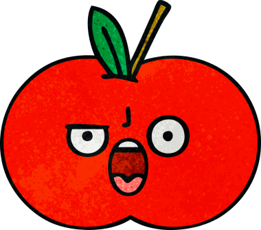 Bir insan tarafından çizilmiş kırmızı elmanın retro grunge deseni.