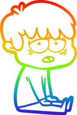 gökkuşağı gradyan çizgi çizimi bir insan tarafından çizilmiş bitkin bir çocuk