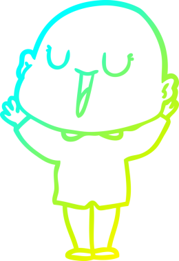 Bir insan tarafından çizilmiş, mutlu, kel bir adamın çizdiği soğuk çizgi.