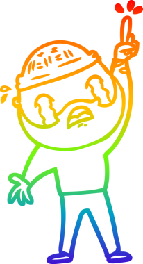 Bir insan tarafından çizilmiş ağlayan sakallı bir adamın çizimi.