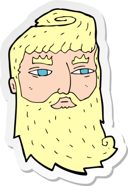 Bir insan tarafından çizilmiş sakallı bir adamın çıkartması.