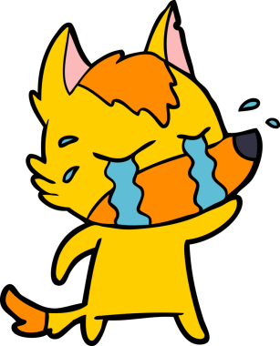 Bir insan tarafından çizilmiş üzgün küçük tilki çizgi film karakteri.