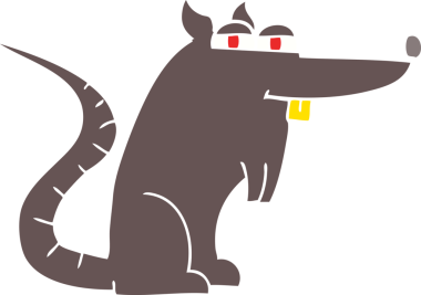 Bir insan tarafından çizilmiş kötü farenin düz renk çizimi