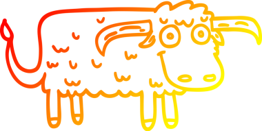 Bir insan tarafından çizilmiş tüylü bir ineğin sıcak çizgi çizimi