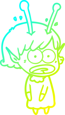 Bir çizgi film karakteri, bir insan tarafından çizilmiş soğuk gradyan çizimi.