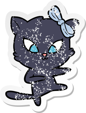 Bir insan tarafından çizilmiş karikatür bir kedinin sıkıntılı çıkartması.