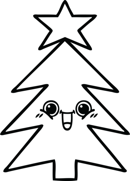 Bir insan tarafından çizilmiş bir noel ağacının çizgi çizimi