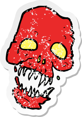 Bir insan tarafından çizilmiş korkunç bir kafatası karikatürünün gerilimli yapıştırması.