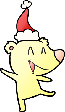 Gülen ayı eli bir insan tarafından çizilmiş Noel Baba şapkasının gradyan çizimi.