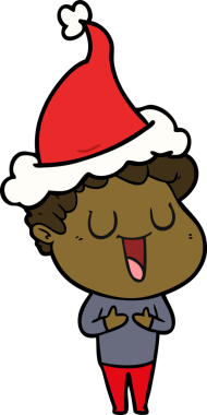 Bir insan tarafından çizilmiş Noel Baba şapkası giymiş bir adamın çizdiği el çizimi.