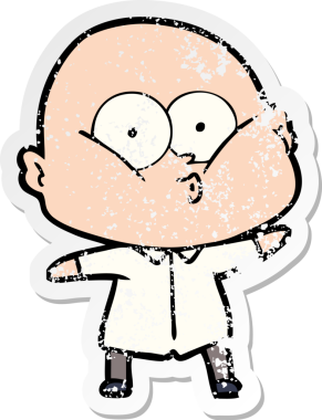 Bir insan tarafından çizilmiş kel bir adamın sıkıntılı çıkartması.