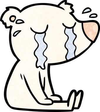 Bir insan tarafından çizilmiş ağlayan kutup ayısı çizgi filmi.