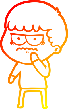 Bir insan tarafından çizilmiş, kızgın bir çizgi film karakteri.