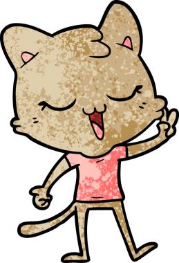 Bir insan tarafından çizilmiş çizgi film kedisi.