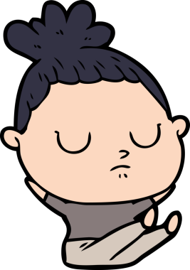 Bir insan tarafından çizilmiş sakin bir kadın çizgi filmi.