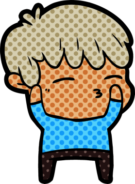 Bir insan tarafından çizilmiş meraklı bir çocuk.