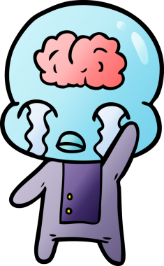 Bir insan tarafından çizilmiş koca beyinli bir uzaylı ağlaması.