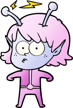 Bir insan tarafından çizilmiş uzaylı kız.