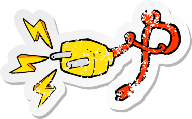 Bir insan tarafından çizilmiş bir çizgi filmin gerilimli etiketi.