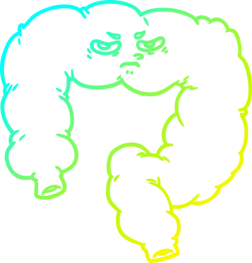 Bir insan tarafından çizilmiş kızgın bir karikatürün soğuk gradyan çizimi.