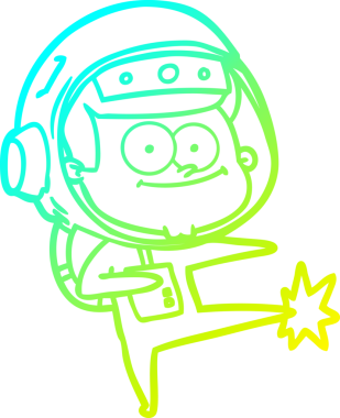 Bir insan tarafından çizilmiş mutlu bir astronot çizgi filmi.