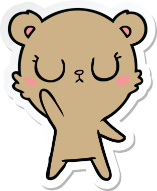 Bir insan tarafından çizilmiş barışçıl bir çizgi film ayısının çıkartması.