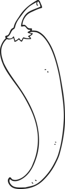 Bir insan tarafından çizilmiş siyah beyaz kırmızı biber karikatürü.