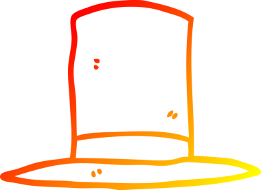 Bir insan tarafından çizilmiş bir çizgi film silindir şapkasının sıcak çizgi çizimi