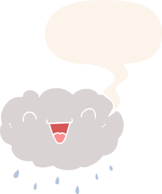 Bir insan tarafından çizilmiş eski moda konuşma baloncuklu mutlu çizgi film bulutu