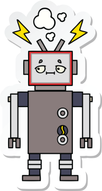 Bir insan tarafından çizilmiş şirin çizgi film robotunun çıkartması.