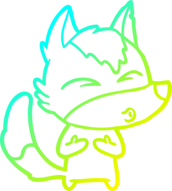 Bir insan tarafından çizilmiş bir kurt çizgi filminin soğuk gradyan çizimi